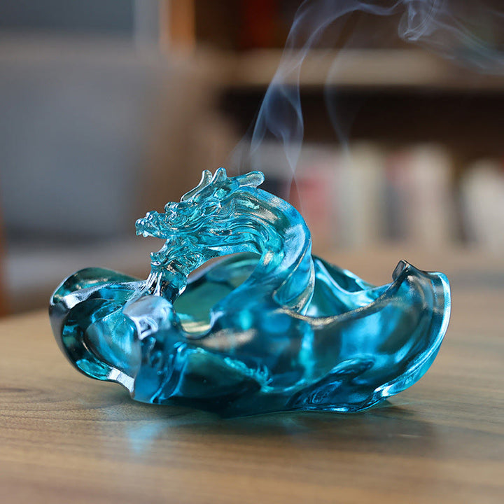 Buddha Stones, ręcznie robiony niebieski smok, kryształ Liuli, dzieło sztuki, sukces, dekoracja domu i biura - image 2