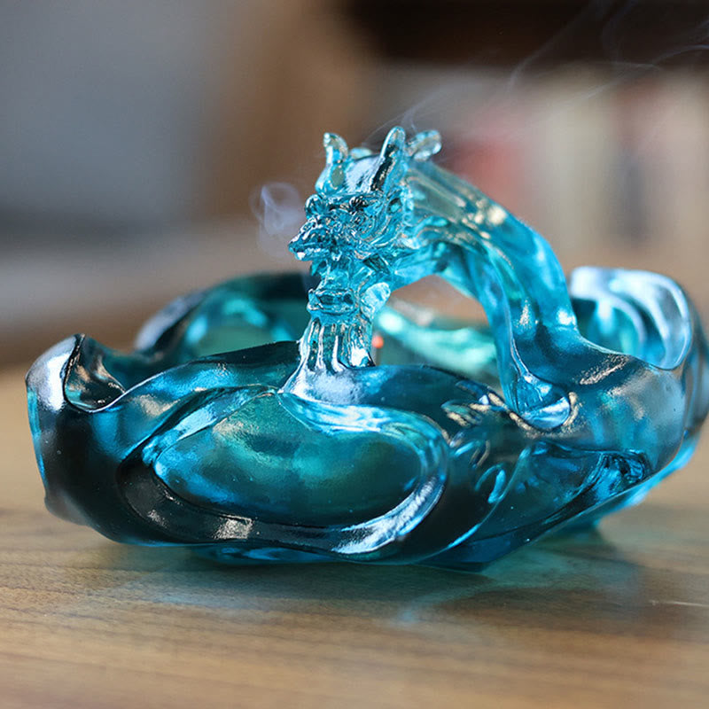 Buddha Stones, ręcznie robiony niebieski smok, kryształ Liuli, dzieło sztuki, sukces, dekoracja domu i biura - image 1