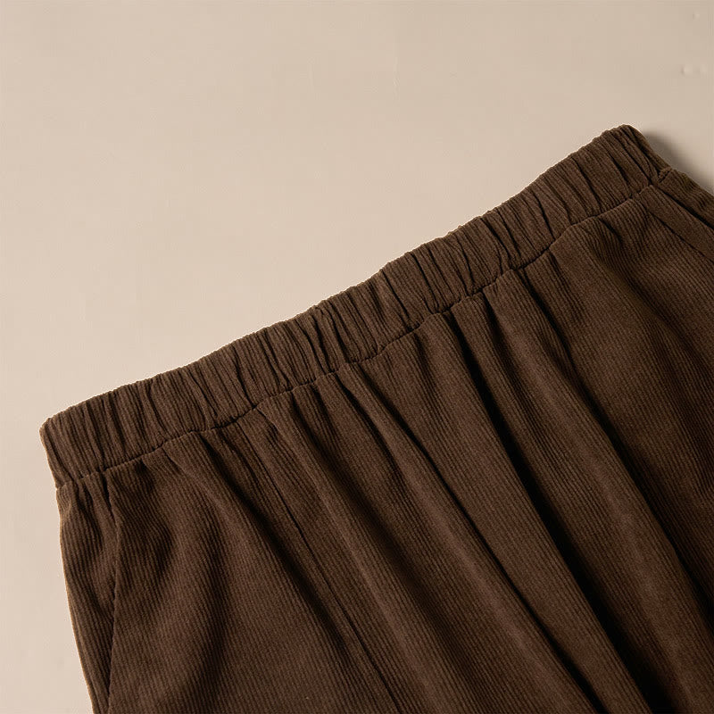 Spodnie damskie sztruksowe w jednolitym kolorze z kieszeniami Buddha Stones Commute - image 5