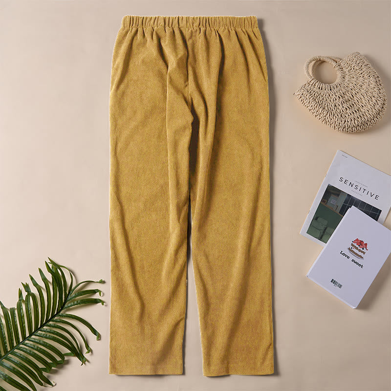 Spodnie damskie sztruksowe w jednolitym kolorze z kieszeniami Buddha Stones Commute - image 20