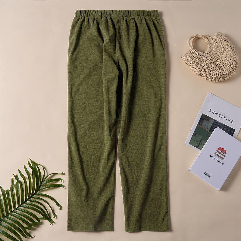 Spodnie damskie sztruksowe w jednolitym kolorze z kieszeniami Buddha Stones Commute - image 24