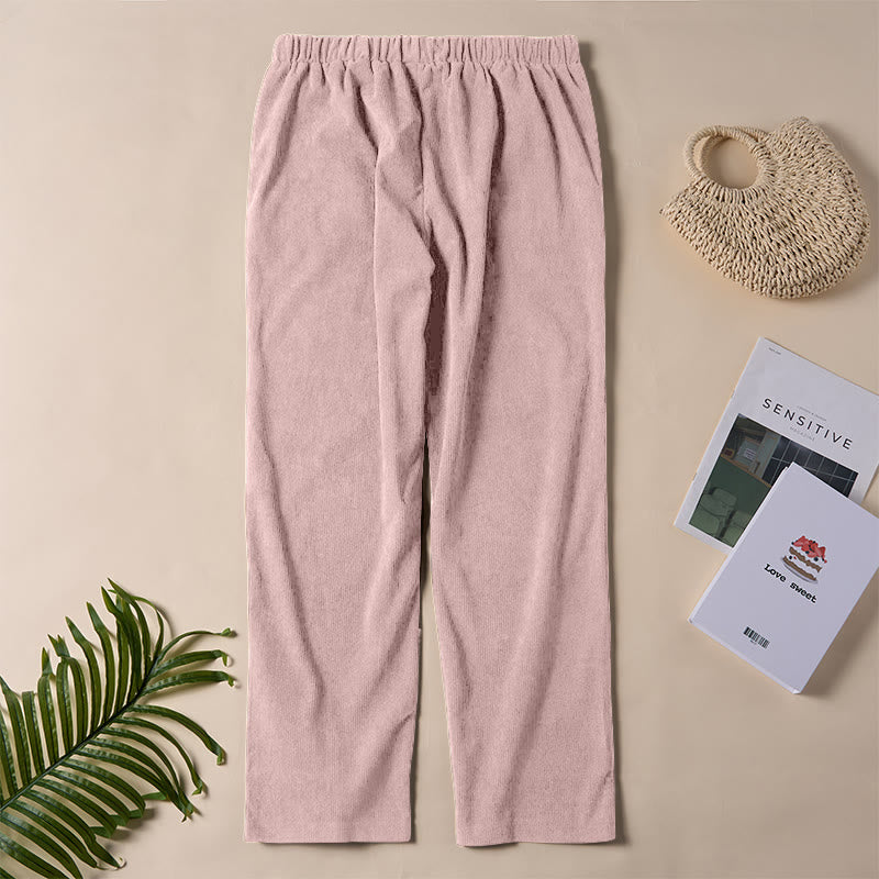 Spodnie damskie sztruksowe w jednolitym kolorze z kieszeniami Buddha Stones Commute - image 26