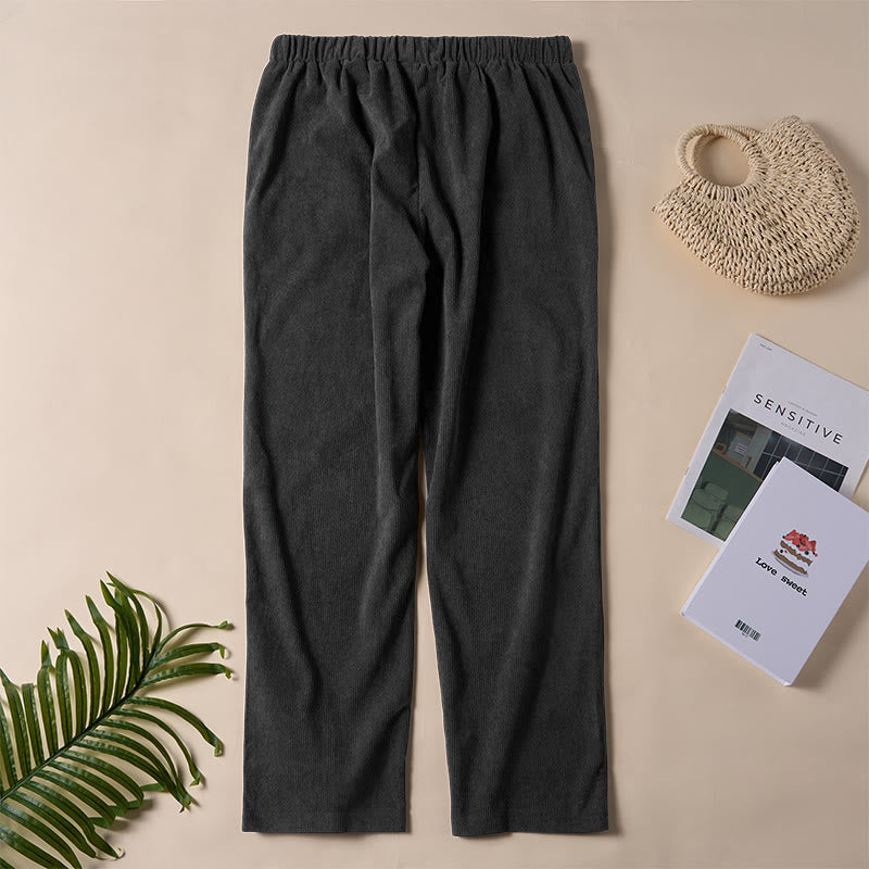 Spodnie damskie sztruksowe w jednolitym kolorze z kieszeniami Buddha Stones Commute - image 14