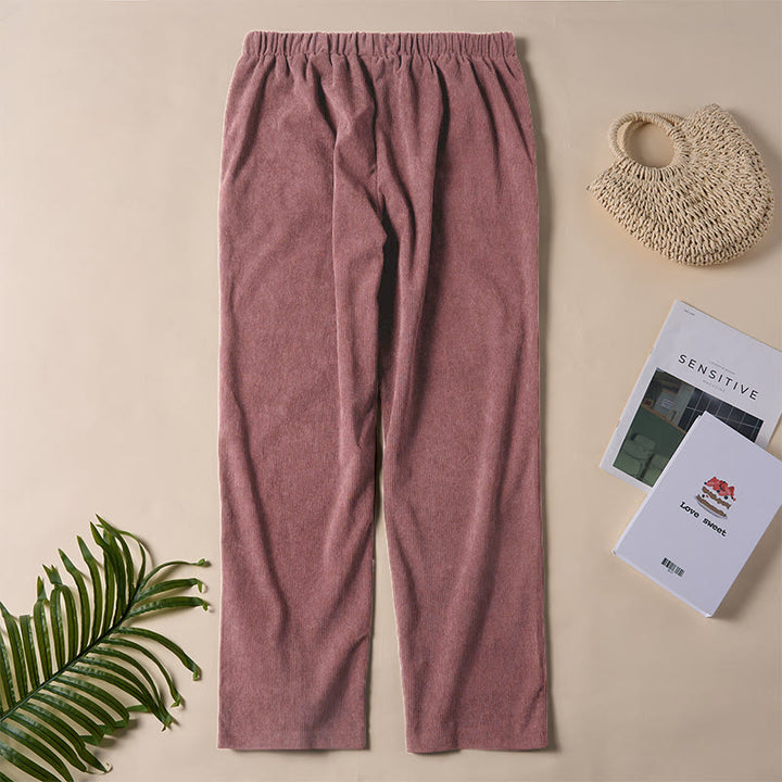 Spodnie damskie sztruksowe w jednolitym kolorze z kieszeniami Buddha Stones Commute - image 18