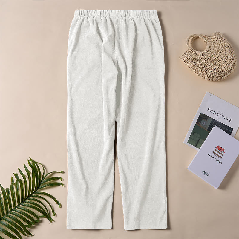 Spodnie damskie sztruksowe w jednolitym kolorze z kieszeniami Buddha Stones Commute - image 11