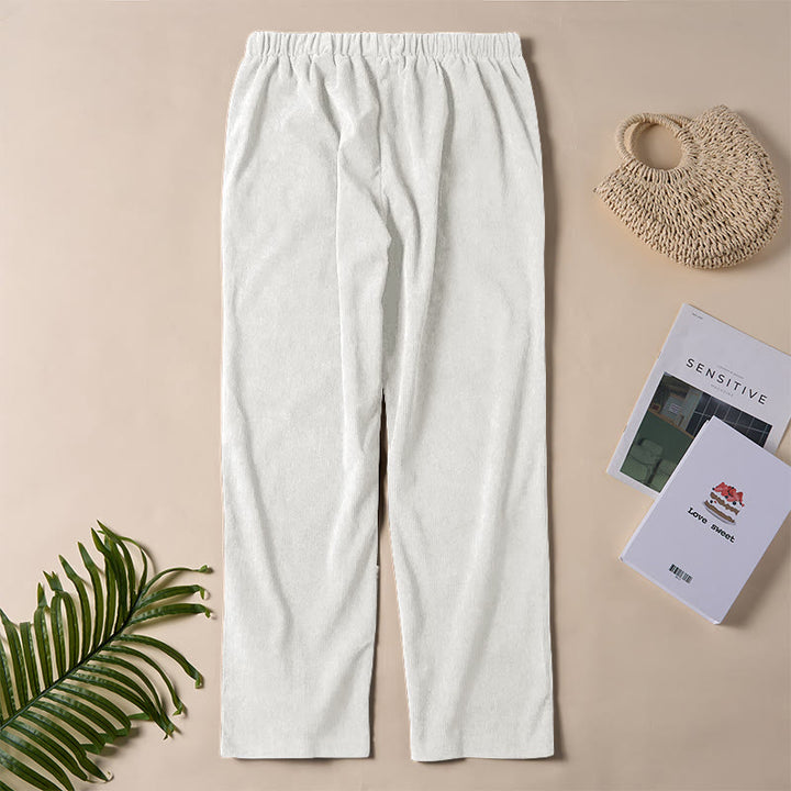 Spodnie damskie sztruksowe w jednolitym kolorze z kieszeniami Buddha Stones Commute - image 11