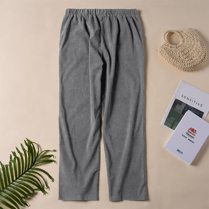 Spodnie damskie sztruksowe w jednolitym kolorze z kieszeniami Buddha Stones Commute - image 16