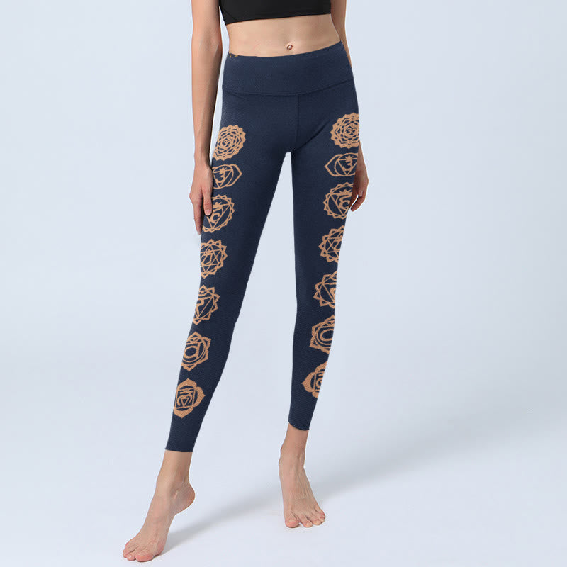 Buddha Stones Damskie legginsy do jogi z wzorem czakr - image 5