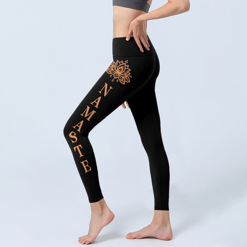 Buddha Stones Namaste Lotus Shape Gym Leggings damskie spodnie do jogi - image 2