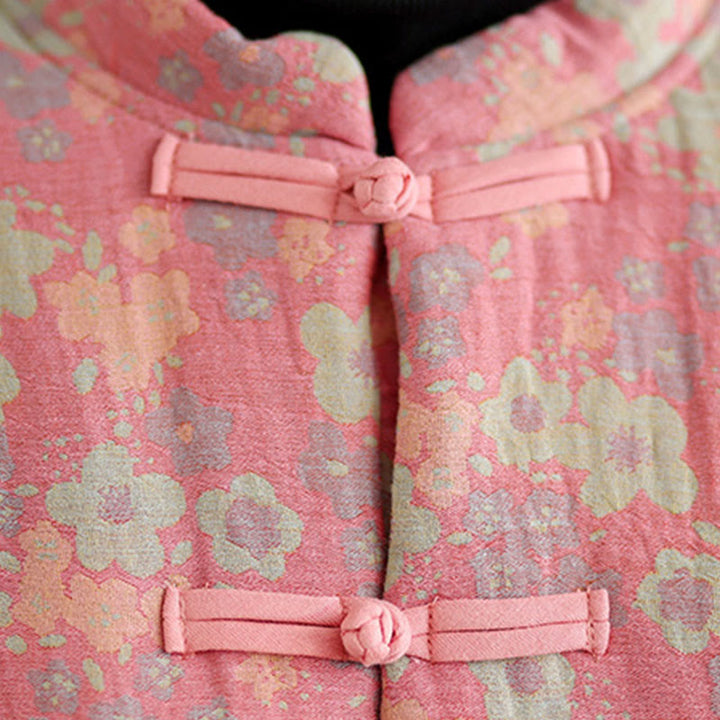 Kurtka zimowa damska z długim rękawem i kieszeniami, gruba bawełna z motywem kwiatowym, z motywem Buddha Stones - image 13