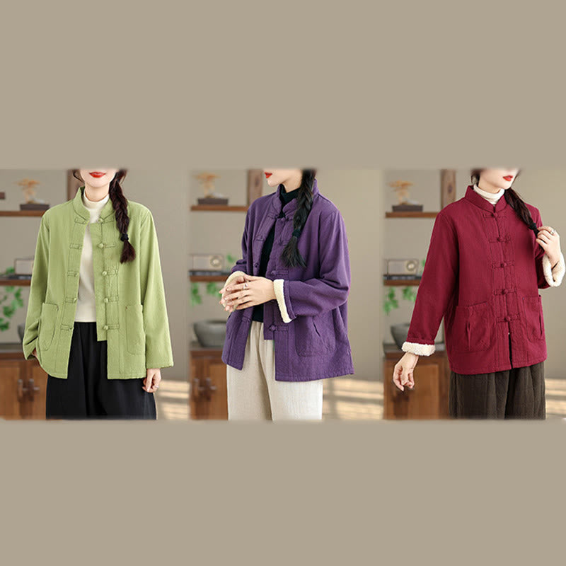 Kurtka termiczna damska Buddha Stones z długim rękawem, bawełnianym ociepleniem i kieszeniami, zapinana na guziki - image 29