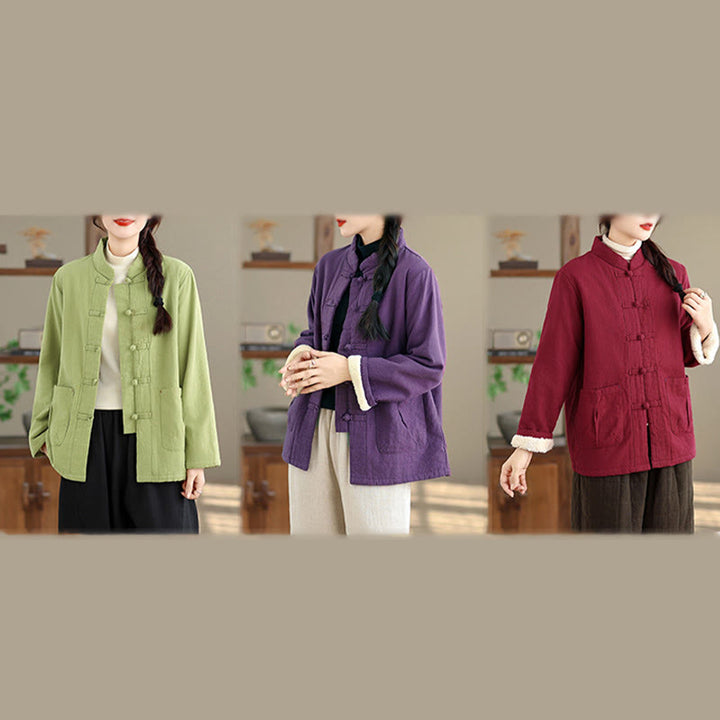 Kurtka termiczna damska Buddha Stones z długim rękawem, bawełnianym ociepleniem i kieszeniami, zapinana na guziki - image 29