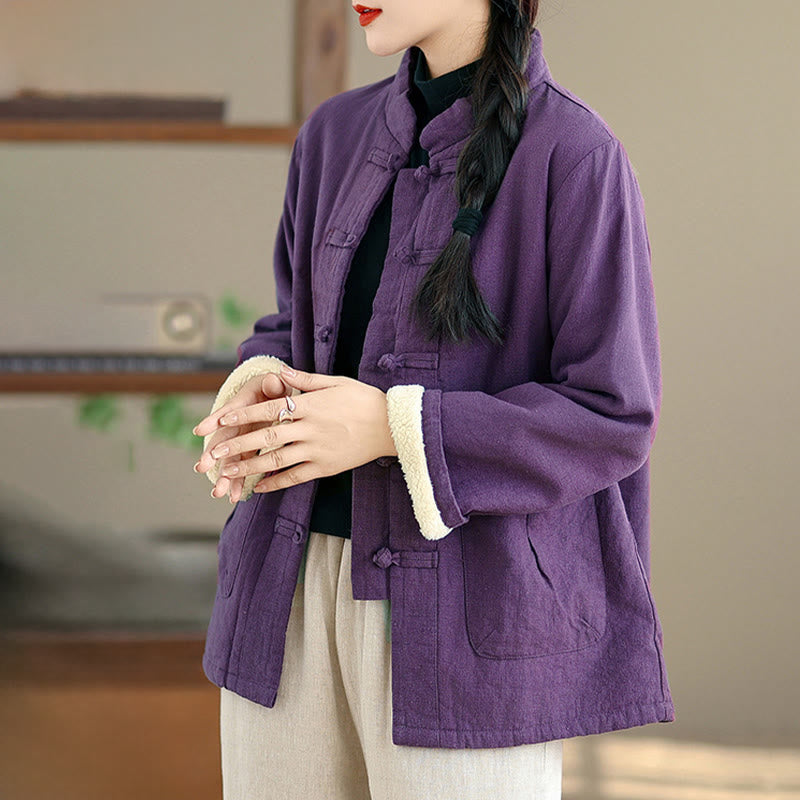 Kurtka termiczna damska Buddha Stones z długim rękawem, bawełnianym ociepleniem i kieszeniami, zapinana na guziki - image 13