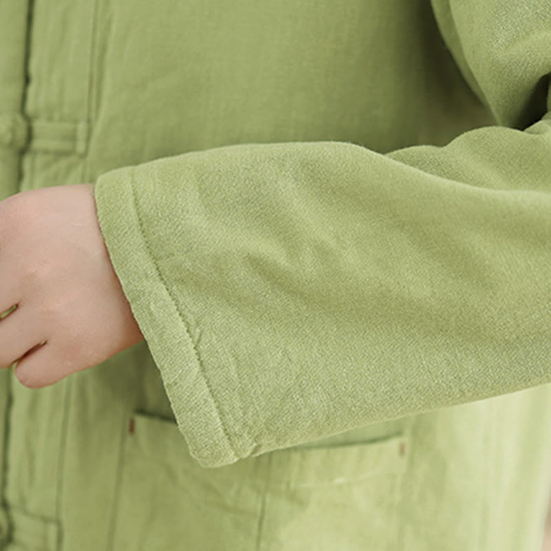 Kurtka termiczna damska Buddha Stones z długim rękawem, bawełnianym ociepleniem i kieszeniami, zapinana na guziki - image 24