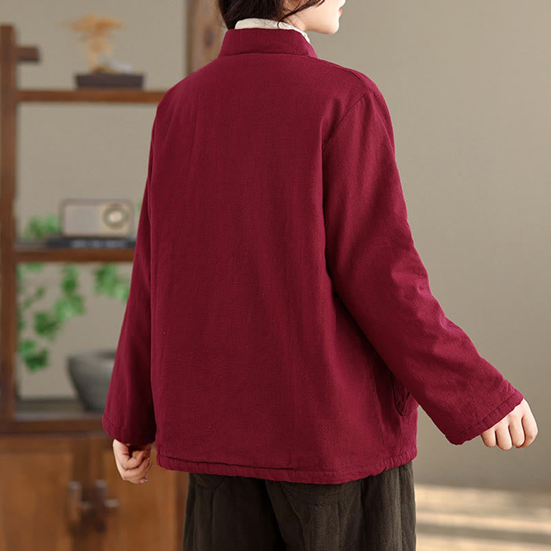 Kurtka termiczna damska Buddha Stones z długim rękawem, bawełnianym ociepleniem i kieszeniami, zapinana na guziki - image 4