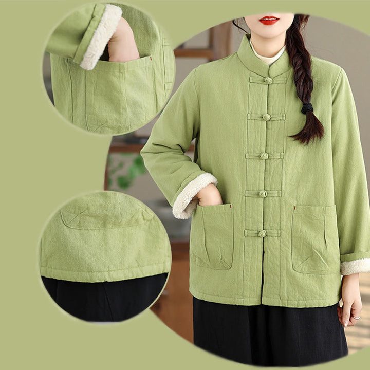 Kurtka termiczna damska Buddha Stones z długim rękawem, bawełnianym ociepleniem i kieszeniami, zapinana na guziki - image 27