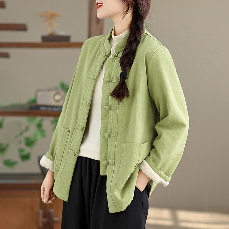 Kurtka termiczna damska Buddha Stones z długim rękawem, bawełnianym ociepleniem i kieszeniami, zapinana na guziki - image 17