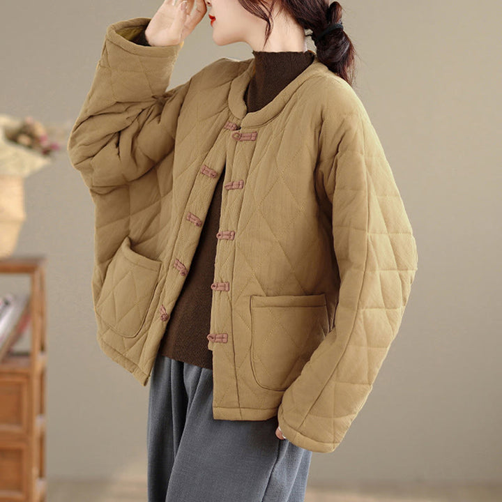 Kurtka damska Tai Chi Zen z długim rękawem i kieszeniami, z bawełny, z motywem Buddha Stones - image 7