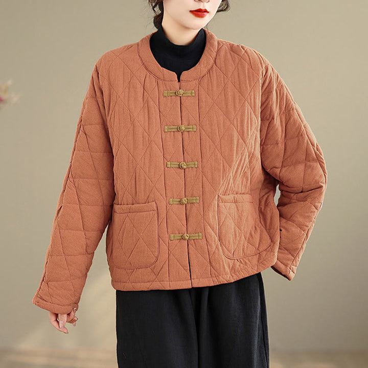 Kurtka damska Tai Chi Zen z długim rękawem i kieszeniami, z bawełny, z motywem Buddha Stones - image 4