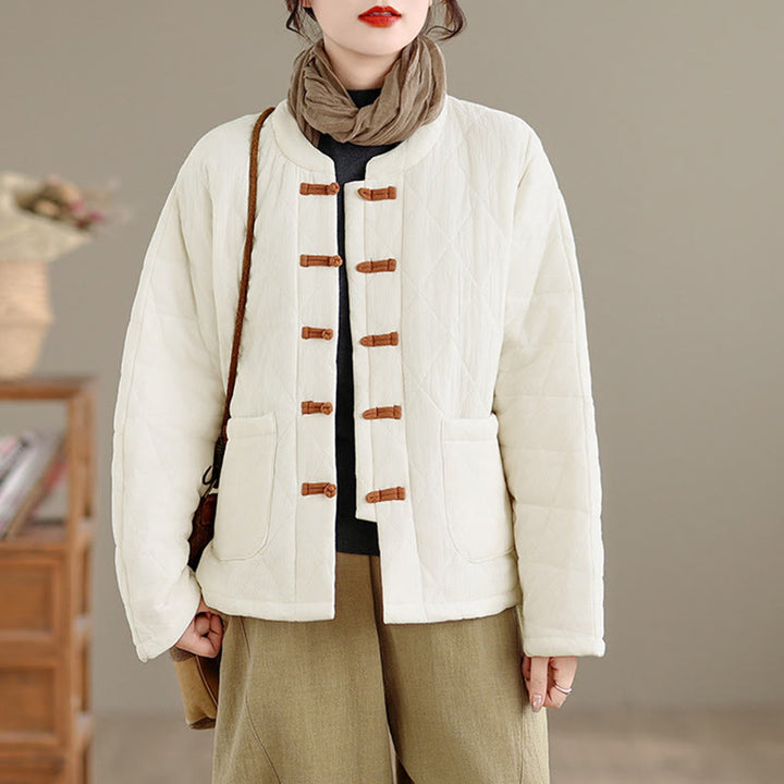 Kurtka damska Tai Chi Zen z długim rękawem i kieszeniami, z bawełny, z motywem Buddha Stones - image 20