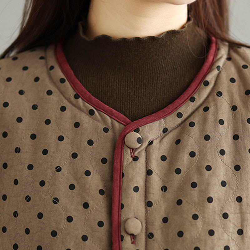 Damska kurtka termiczna z długim rękawem i kieszeniami, dwustronna, z motywem kropek, z motywem Buddha Stones - image 9