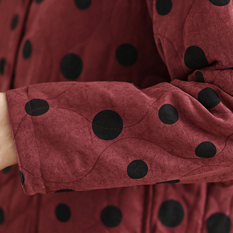 Damska kurtka termiczna z długim rękawem i kieszeniami, dwustronna, z motywem kropek, z motywem Buddha Stones - image 13