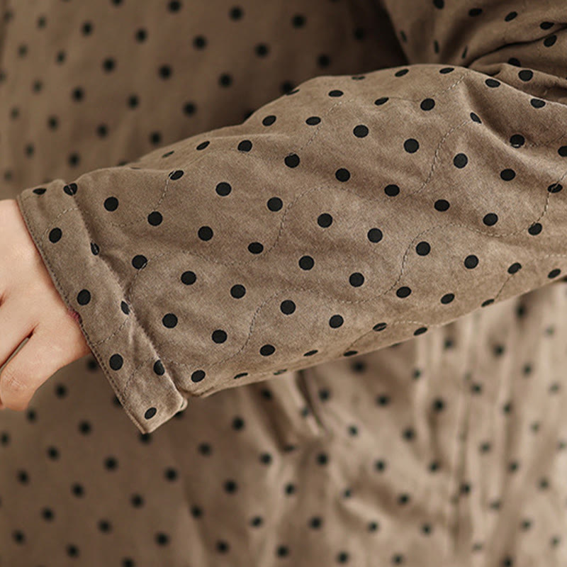 Damska kurtka termiczna z długim rękawem i kieszeniami, dwustronna, z motywem kropek, z motywem Buddha Stones - image 10