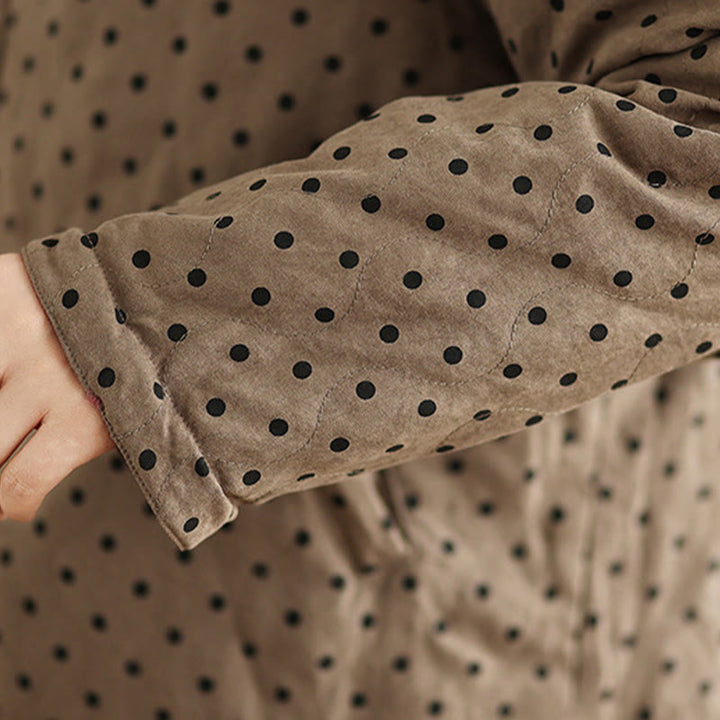 Damska kurtka termiczna z długim rękawem i kieszeniami, dwustronna, z motywem kropek, z motywem Buddha Stones - image 10