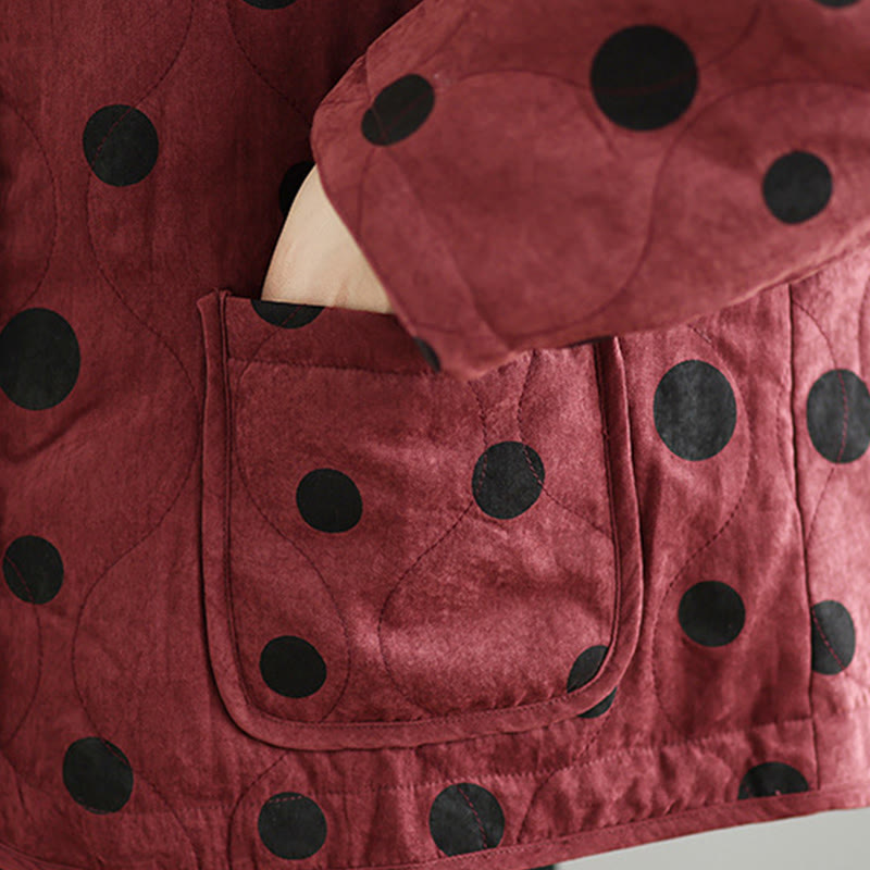 Damska kurtka termiczna z długim rękawem i kieszeniami, dwustronna, z motywem kropek, z motywem Buddha Stones - image 14