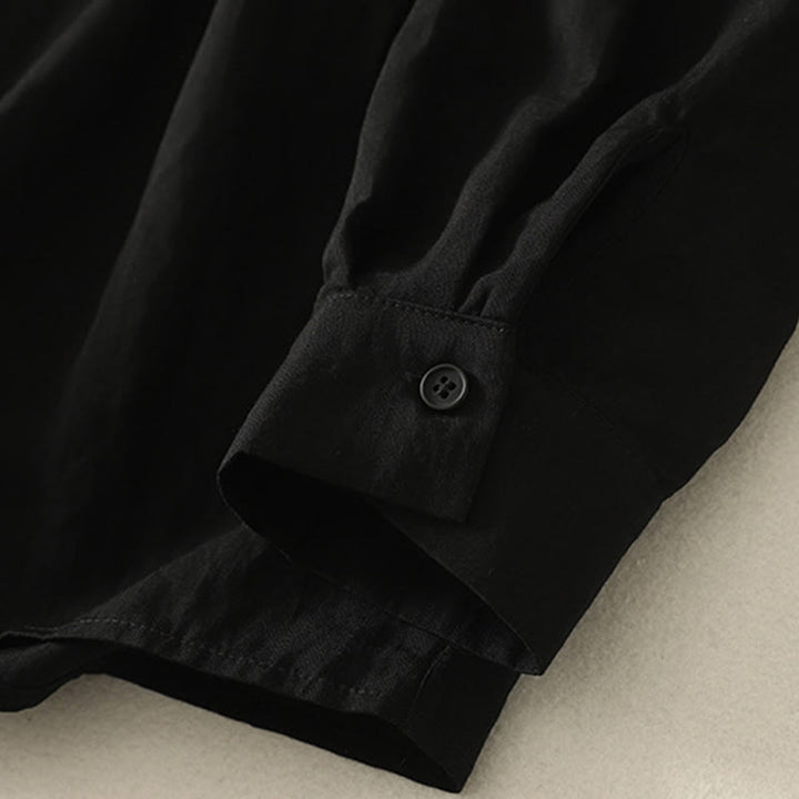 Koszula damska z długim rękawem z bawełny w prostym wzorze z kołnierzykiem w kształcie żaby z Buddha Stones - image 14