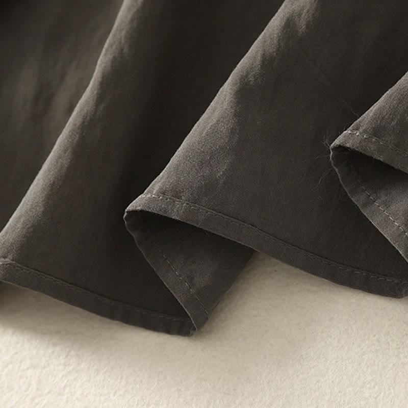 Koszula damska z długim rękawem z bawełny w prostym wzorze z kołnierzykiem w kształcie żaby z Buddha Stones - image 10