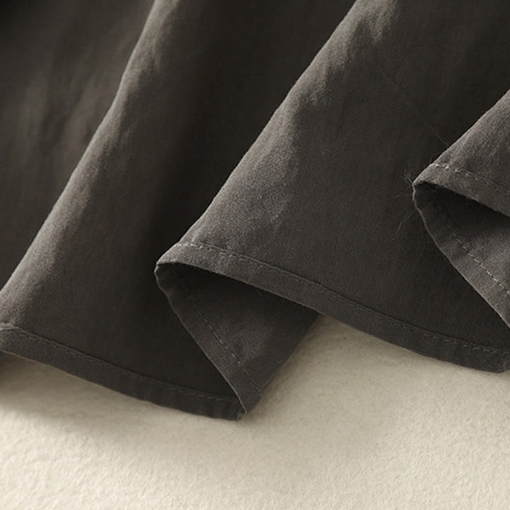 Koszula damska z długim rękawem z bawełny w prostym wzorze z kołnierzykiem w kształcie żaby z Buddha Stones - image 10