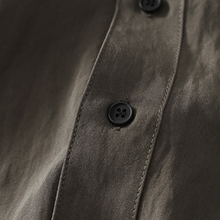 Koszula damska z długim rękawem z bawełny w prostym wzorze z kołnierzykiem w kształcie żaby z Buddha Stones - image 5