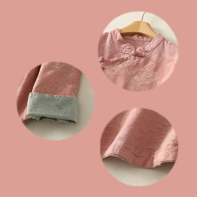 Koszula damska z długim rękawem z bawełny Zen w stylu „Buddha Stones Spring” z gładkim wzorem żakardowym - image 20