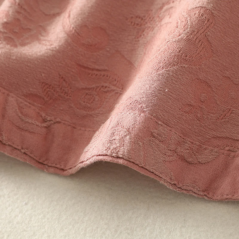 Koszula damska z długim rękawem z bawełny Zen w stylu „Buddha Stones Spring” z gładkim wzorem żakardowym - image 19