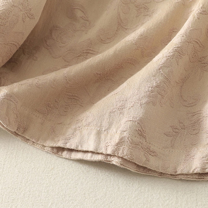 Koszula damska z długim rękawem z bawełny Zen w stylu „Buddha Stones Spring” z gładkim wzorem żakardowym - image 9