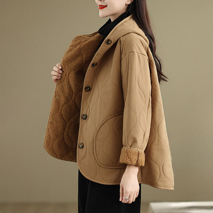 Damska bluza z kapturem z długim rękawem i kapturem "Buddha Stones" z bawełny, z podszewką z polaru i kieszeniami - image 2