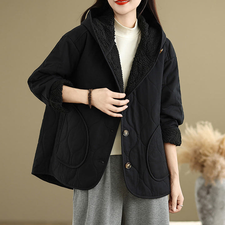 Damska bluza z kapturem z długim rękawem i kapturem "Buddha Stones" z bawełny, z podszewką z polaru i kieszeniami - image 15