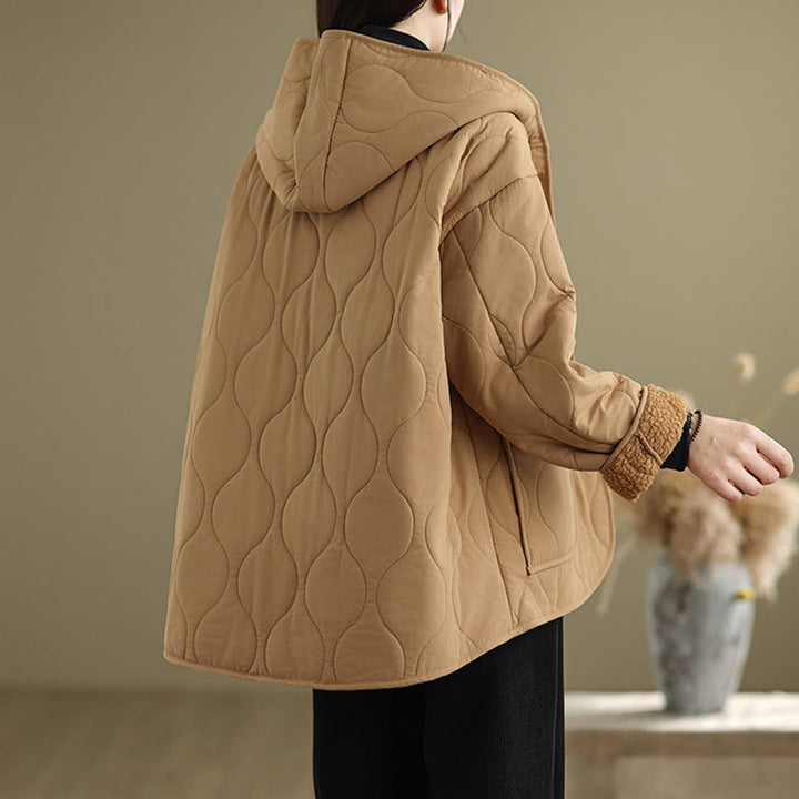 Damska bluza z kapturem z długim rękawem i kapturem "Buddha Stones" z bawełny, z podszewką z polaru i kieszeniami - image 6