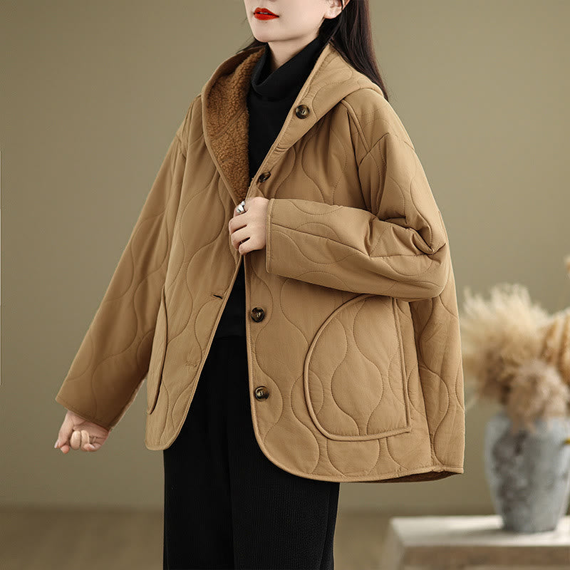 Damska bluza z kapturem z długim rękawem i kapturem "Buddha Stones" z bawełny, z podszewką z polaru i kieszeniami - image 5