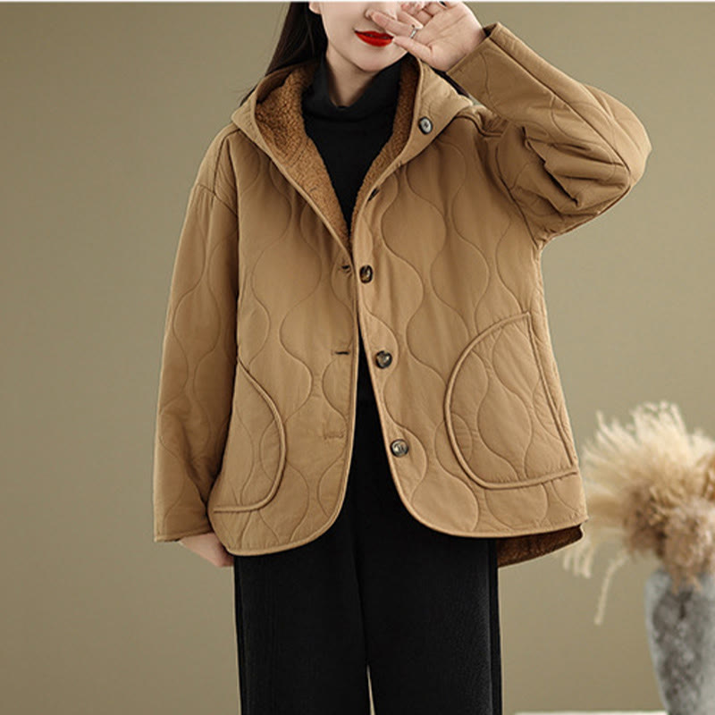 Damska bluza z kapturem z długim rękawem i kapturem "Buddha Stones" z bawełny, z podszewką z polaru i kieszeniami - image 4