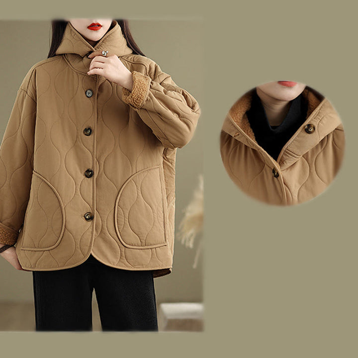 Damska bluza z kapturem z długim rękawem i kapturem "Buddha Stones" z bawełny, z podszewką z polaru i kieszeniami - image 9