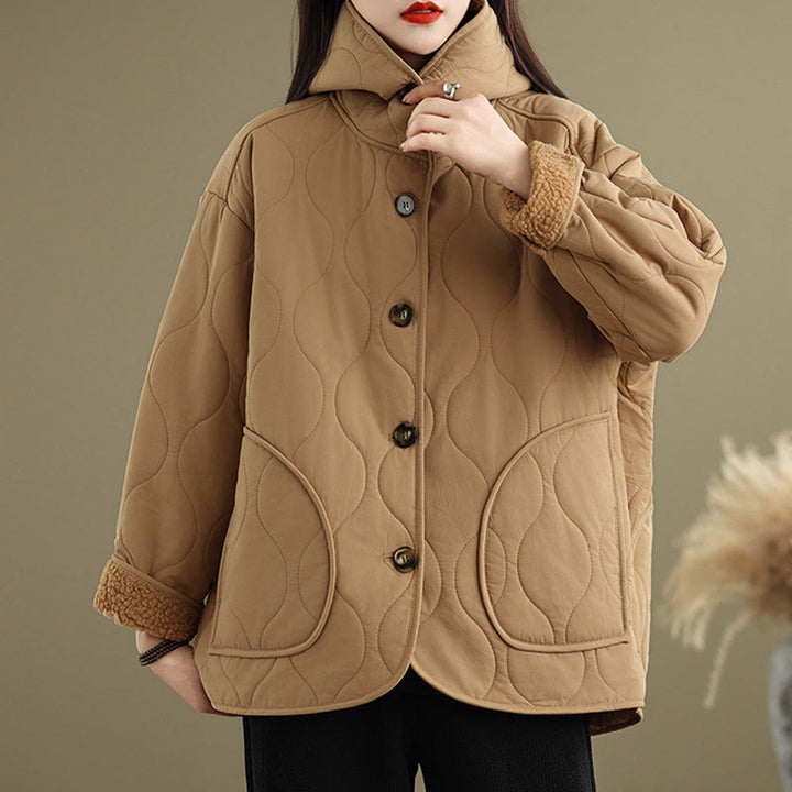 Damska bluza z kapturem z długim rękawem i kapturem "Buddha Stones" z bawełny, z podszewką z polaru i kieszeniami - image 3