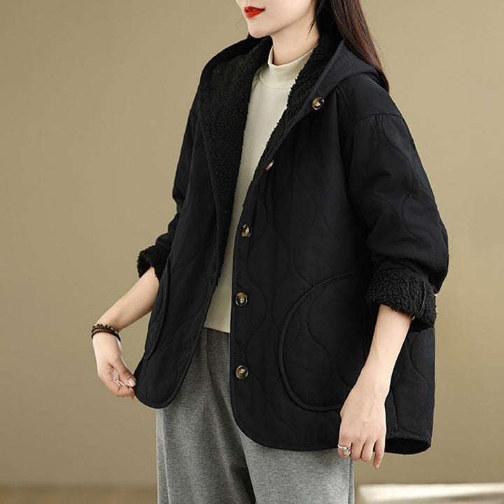 Damska bluza z kapturem z długim rękawem i kapturem "Buddha Stones" z bawełny, z podszewką z polaru i kieszeniami - image 17