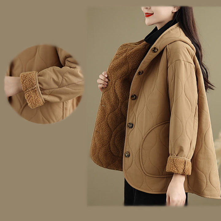 Damska bluza z kapturem z długim rękawem i kapturem "Buddha Stones" z bawełny, z podszewką z polaru i kieszeniami - image 11