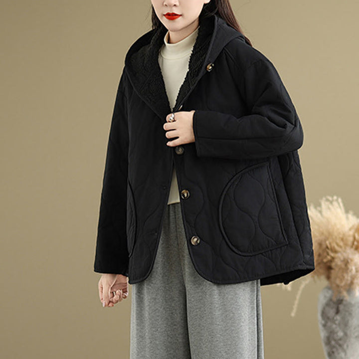 Damska bluza z kapturem z długim rękawem i kapturem "Buddha Stones" z bawełny, z podszewką z polaru i kieszeniami - image 13