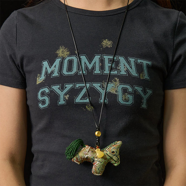 Buddha Stones Rok Konia Shu Brokat Jedwab Kręcona Trawa Wzór Granatu Wisząca Dekoracja - image 6