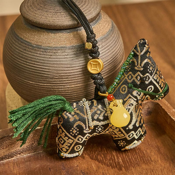 Buddha Stones Rok Konia Zhuang Brokat Jedwab Życzy Powodzenia Wisząca Dekoracja - Życzę Ci powodzenia - image 0