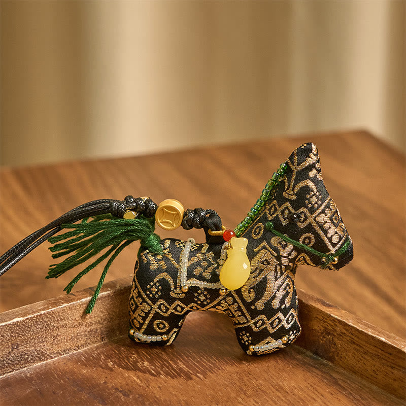 Buddha Stones Rok Konia Zhuang Brokat Jedwab Życzy Powodzenia Wisząca Dekoracja - image 2