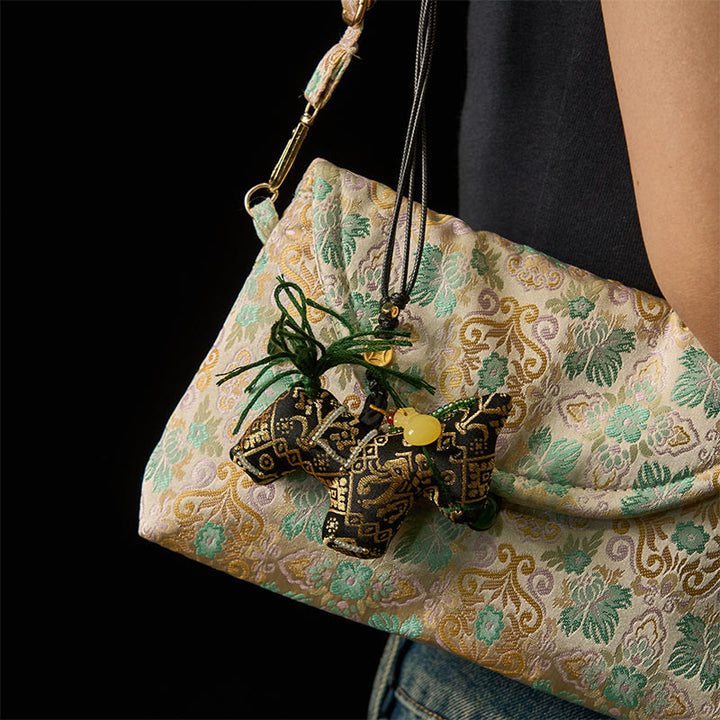 Buddha Stones Rok Konia Zhuang Brokat Jedwab Życzy Powodzenia Wisząca Dekoracja - image 4